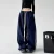 Spring and Autumn Trendy Hip-Hop Sports Pants for Women Mid Waist Flat Front Loose Straight Cargo Wide-Leg Casual Pants