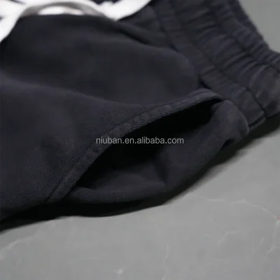 custom shorts with logo streetwear black wholesale french terry vintage acid wash sun faded shorts