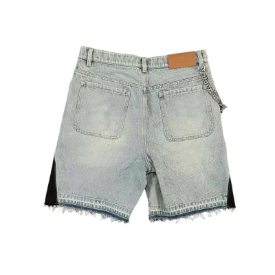 Y2K Retro Patchwork Denim Shorts Men Harajuku Hip Hop Blue Baggy Denim Casual Knee Length Shorts