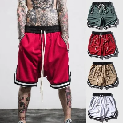 Custom Men's High Quality Zipper Pocket Mesh Shorts Summer Gym Sports Shorts Breathable Blank Mesh Shorts for Men